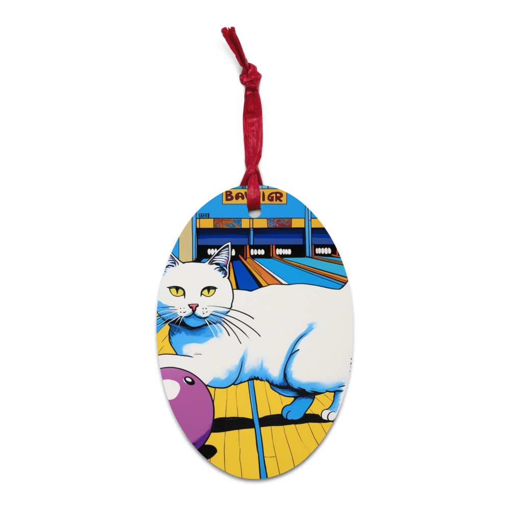 PugMug Custom White Companion Cat Wooden Ornament