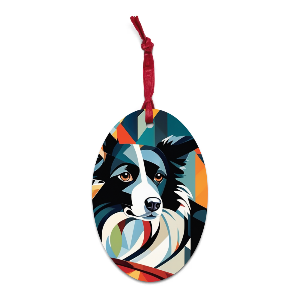 PugMug Custom Border Collie Wooden Ornament