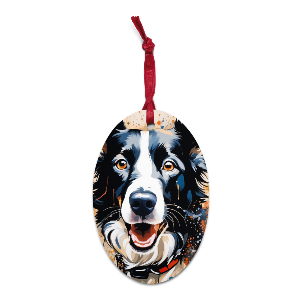 PugMug Custom Border Collie Wooden Ornament