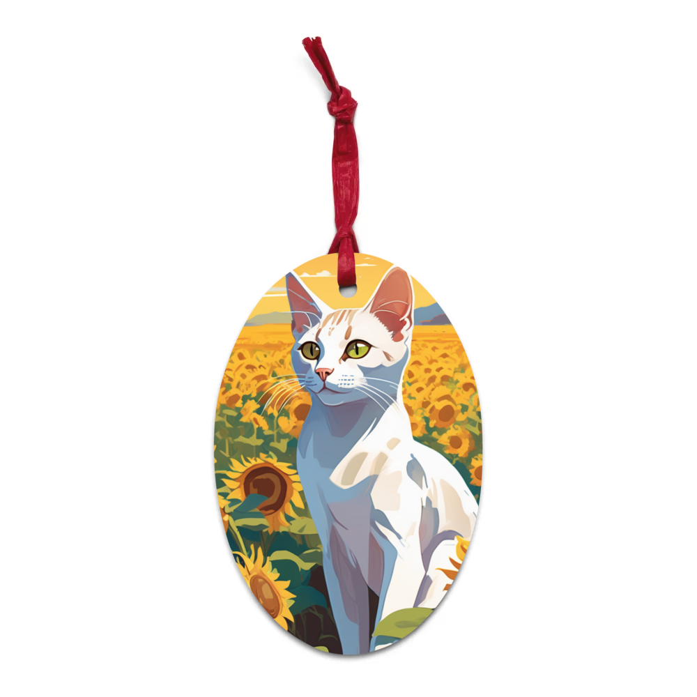 PugMug Custom White Abyssinian Cat Wooden Ornament
