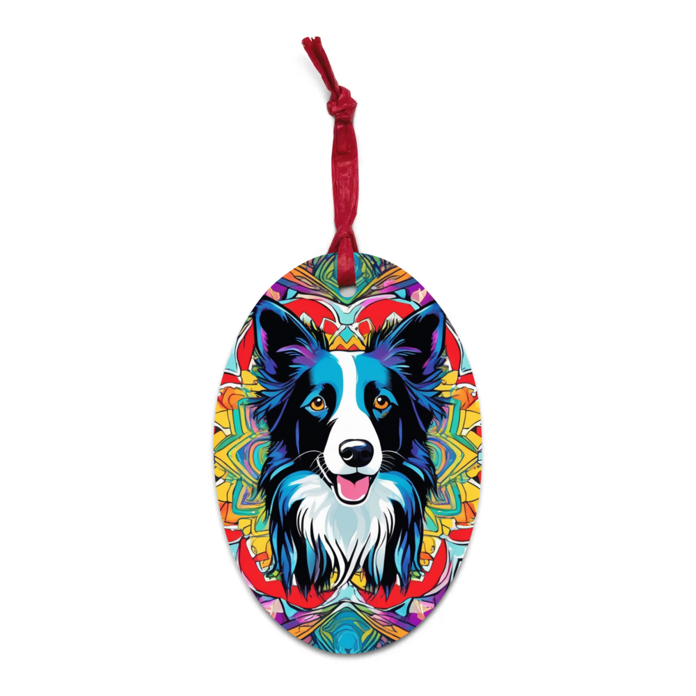 PugMug Custom Border Collie Wooden Ornament