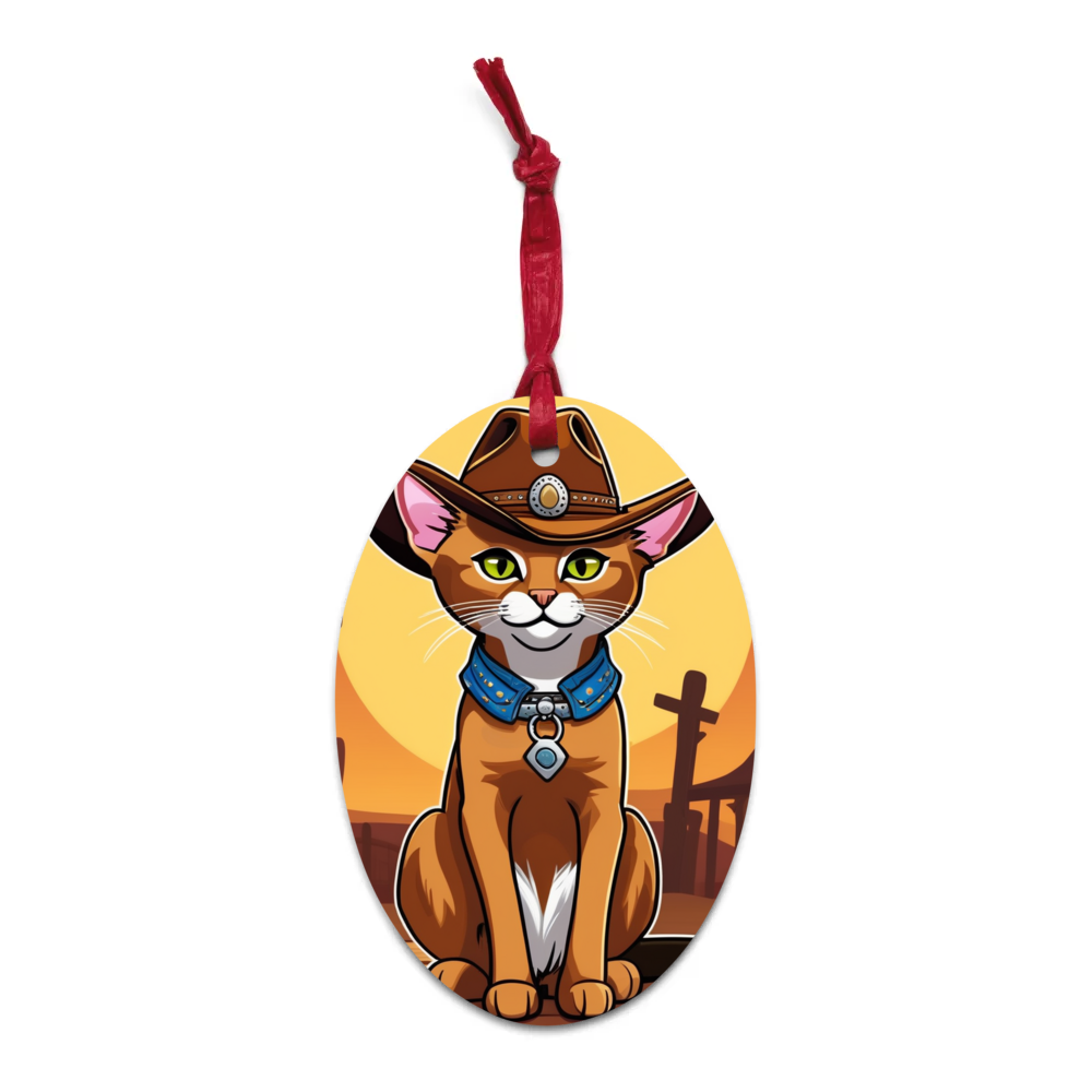 PugMug Custom Tabby Abyssinian Cat Wooden Ornament