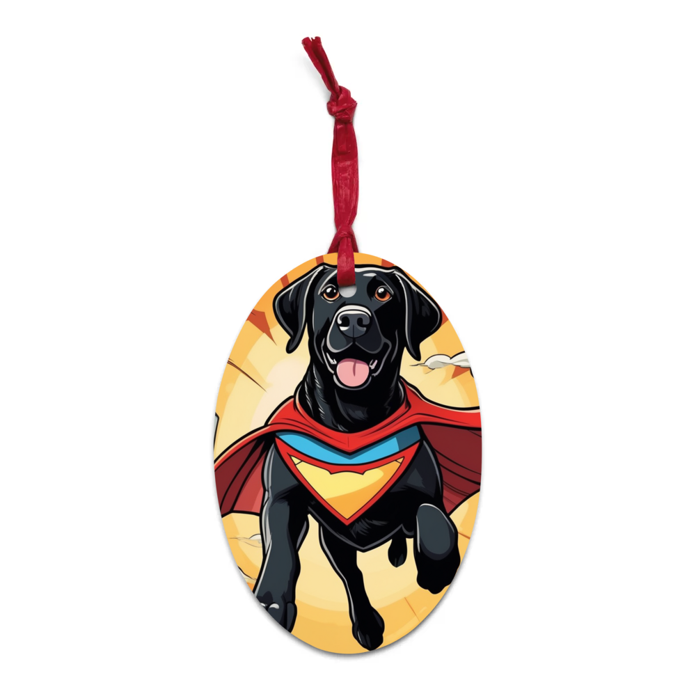 PugMug Custom Black Labrador Retriever Wooden Ornament