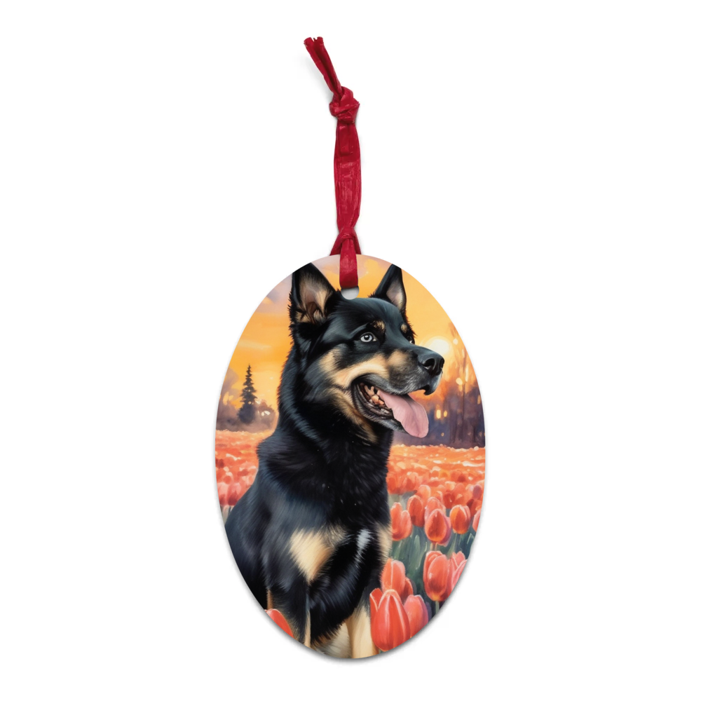 PugMug Custom Blue Wooden Ornament