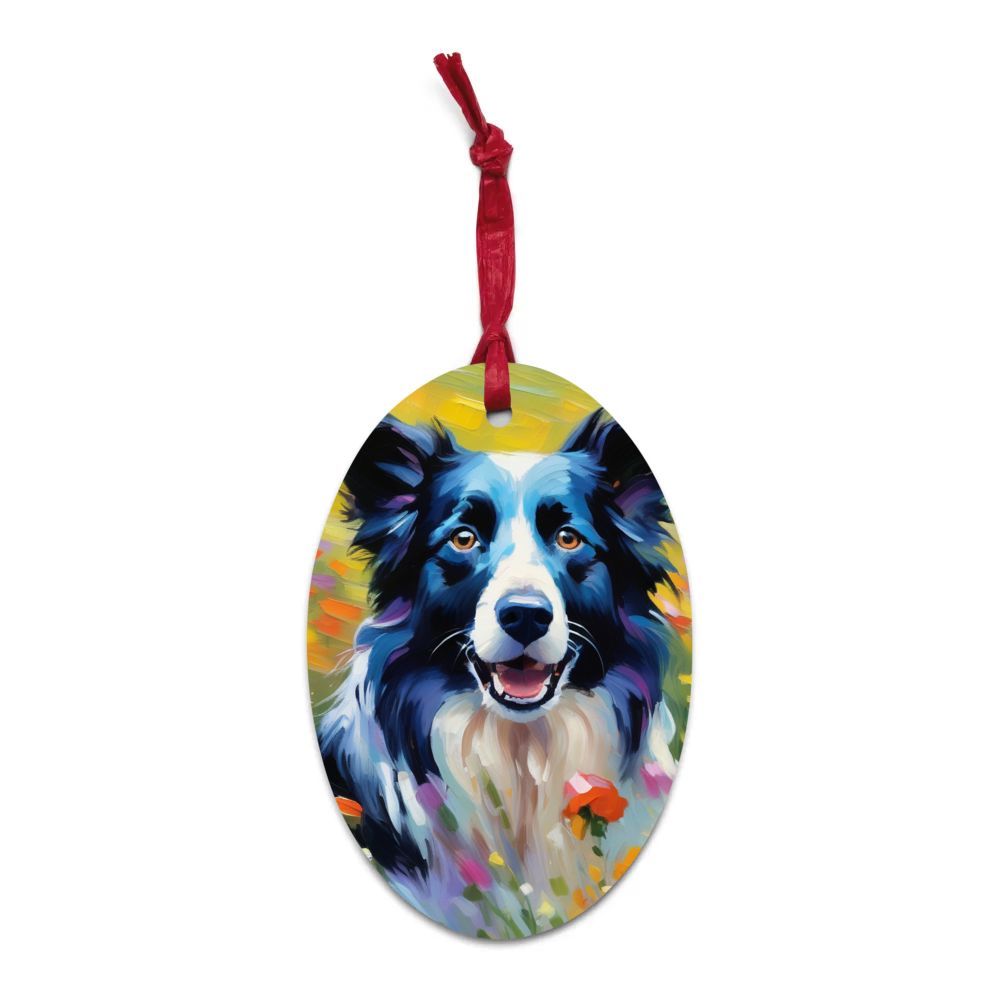 PugMug Custom Border Collie Wooden Ornament