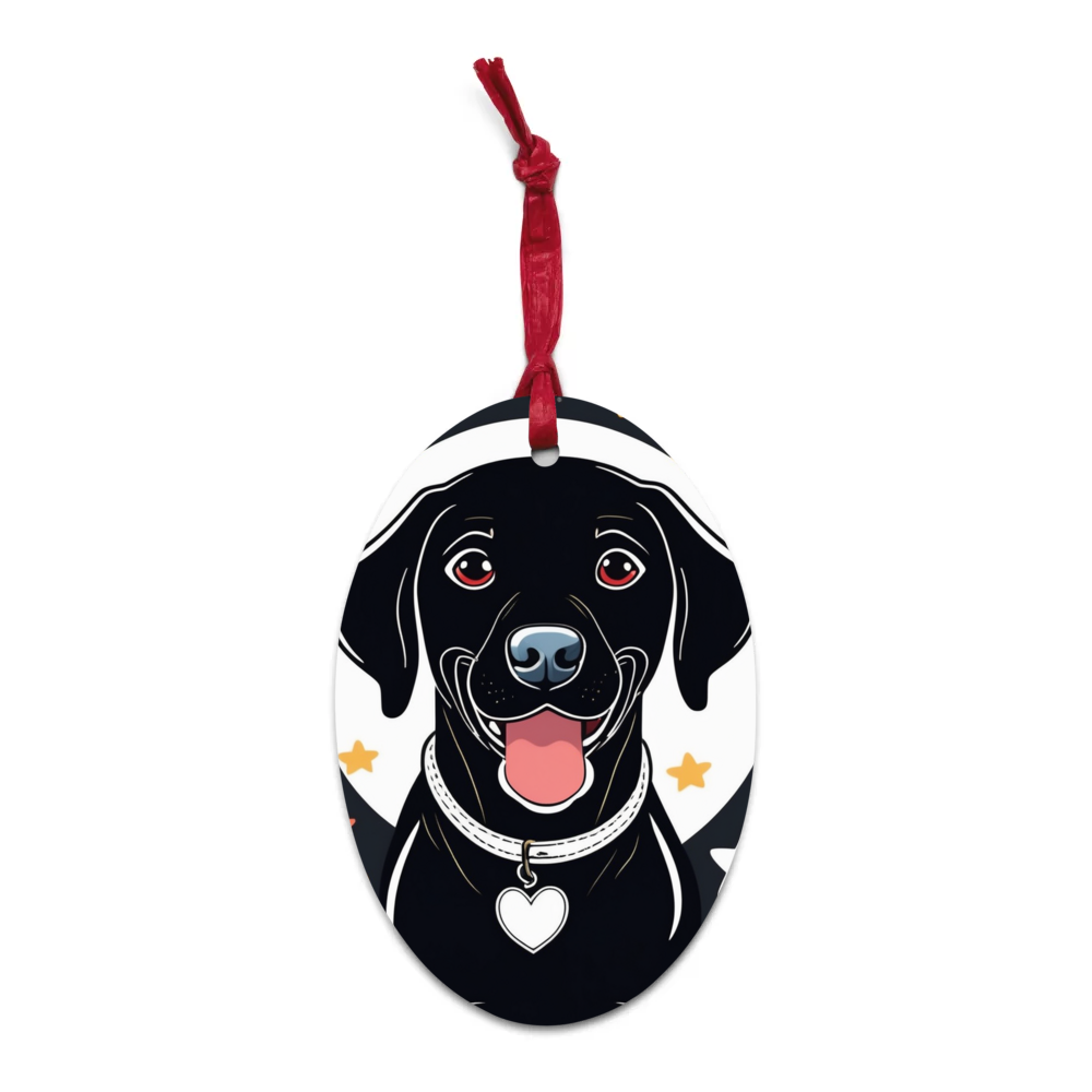 PugMug Custom Black Labrador Retriever Wooden Ornament