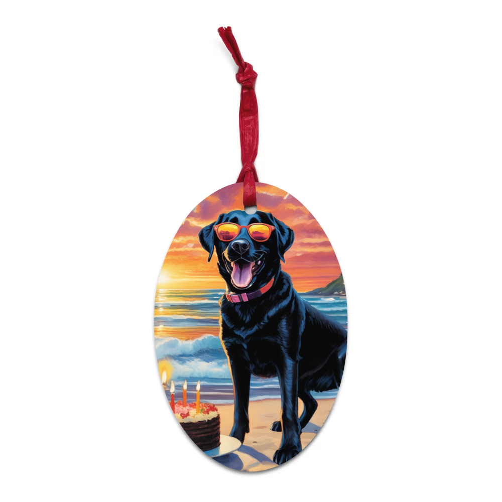 PugMug Custom Black Labrador Retriever Wooden Ornament
