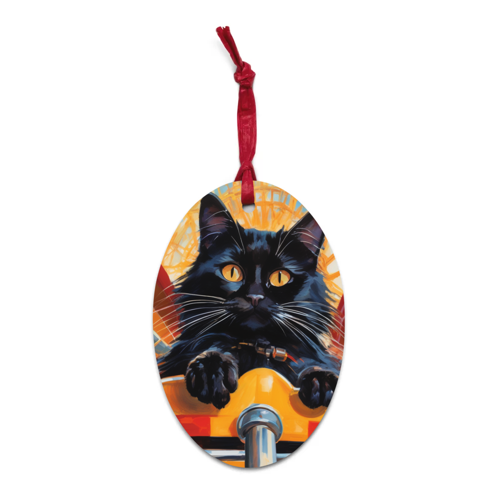 PugMug Custom Black Ragdoll Cat Wooden Ornament