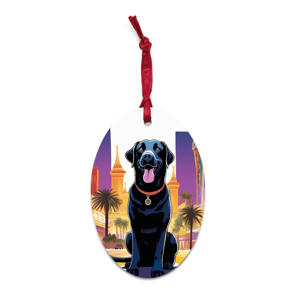 PugMug Custom Black Labrador Retriever Wooden Ornament