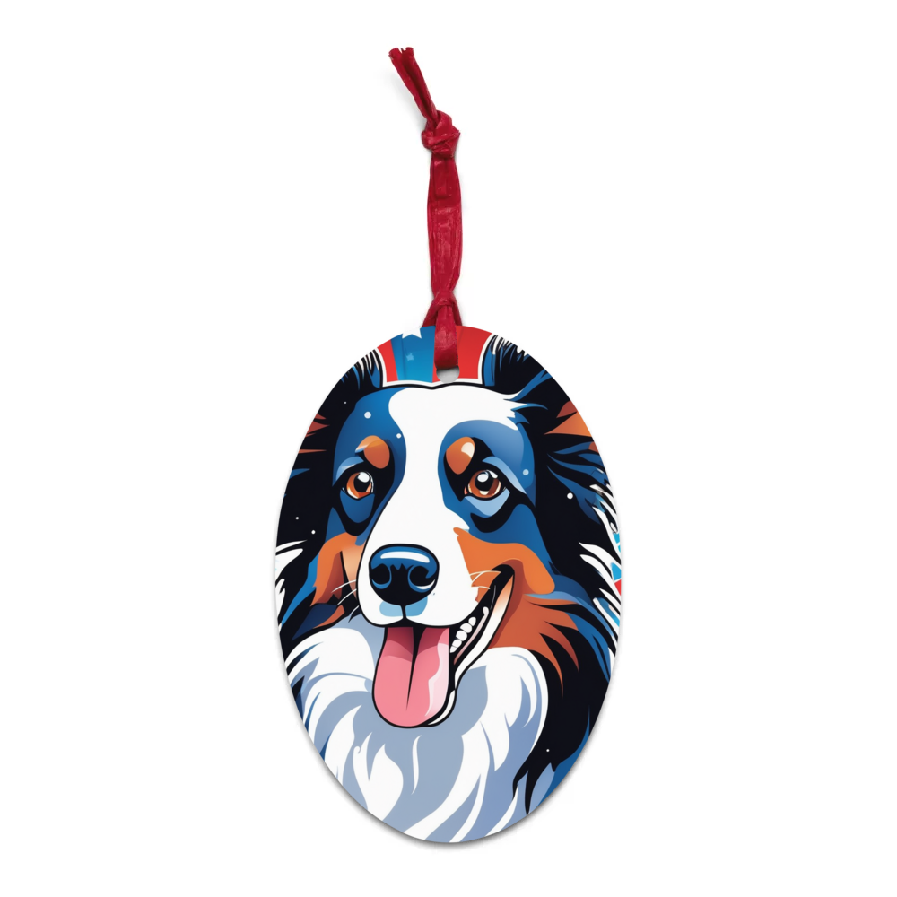 PugMug Custom Border Collie Wooden Ornament