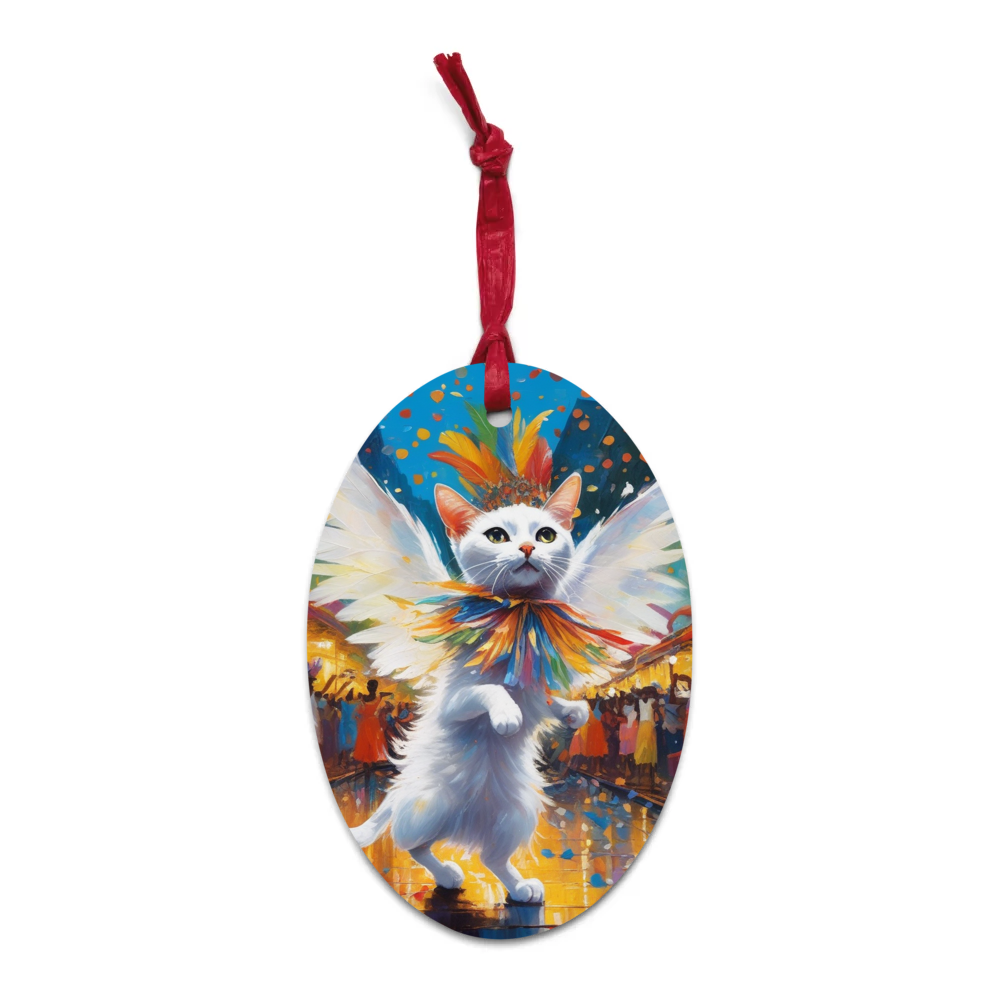 PugMug Custom White Abyssinian Cat Wooden Ornament
