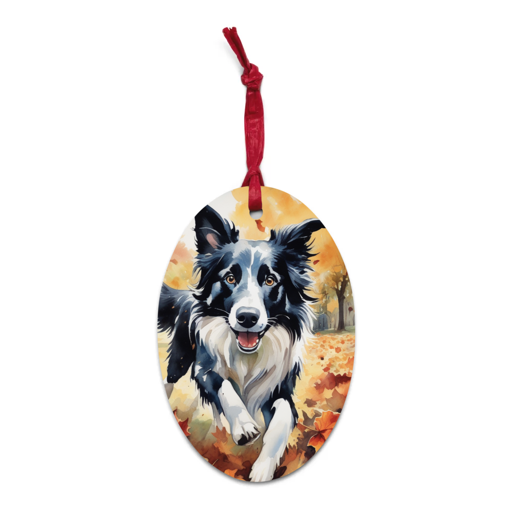 PugMug Custom Border Collie Wooden Ornament