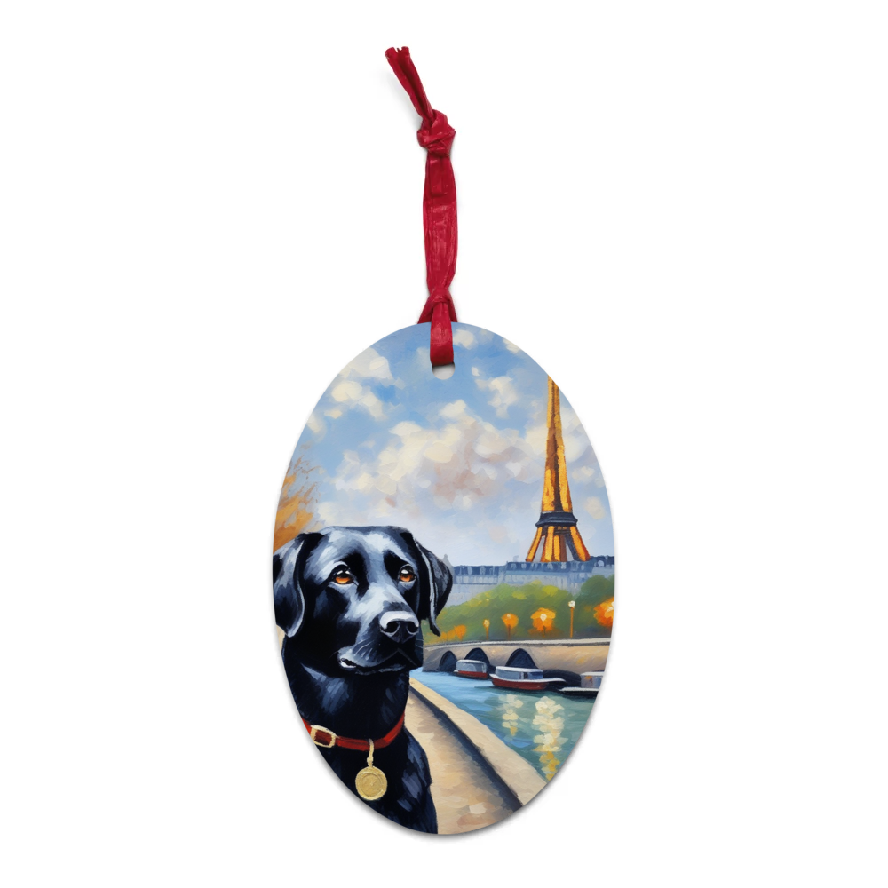 PugMug Custom Black Labrador Retriever Wooden Ornament