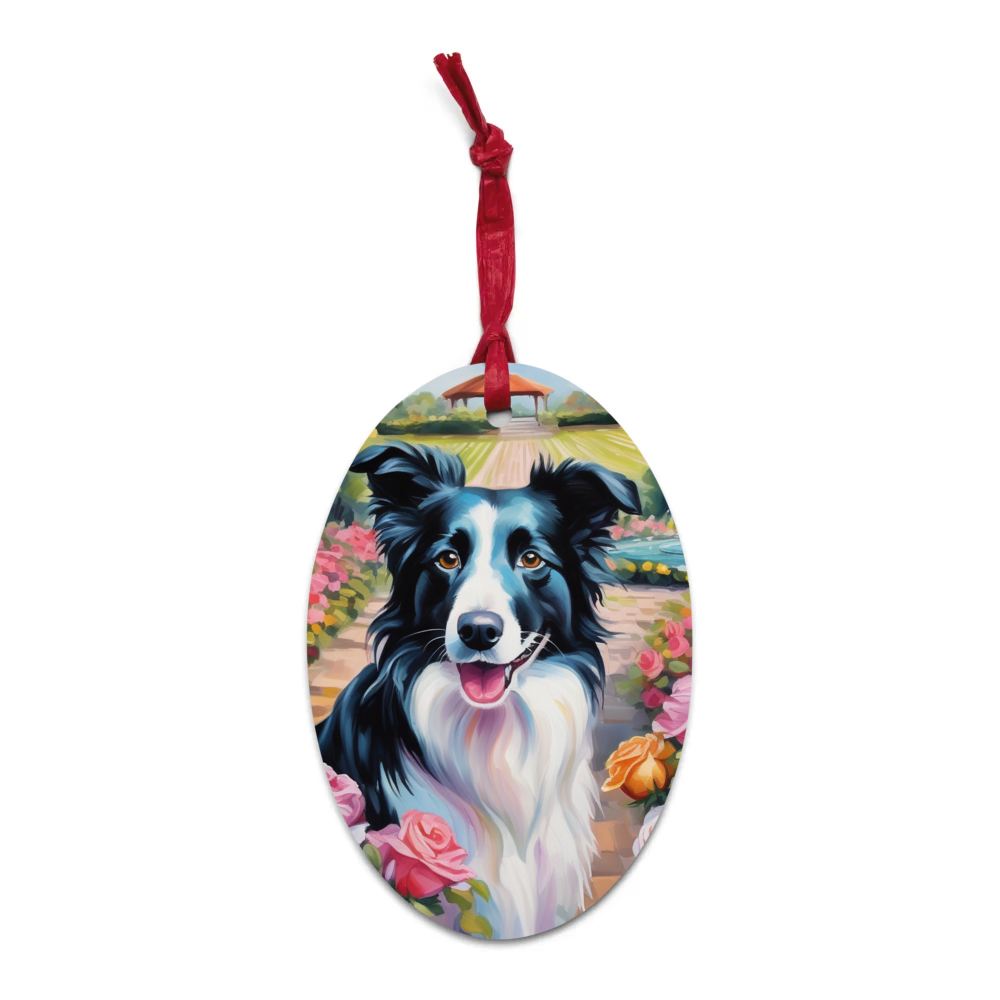 PugMug Custom Border Collie Wooden Ornament