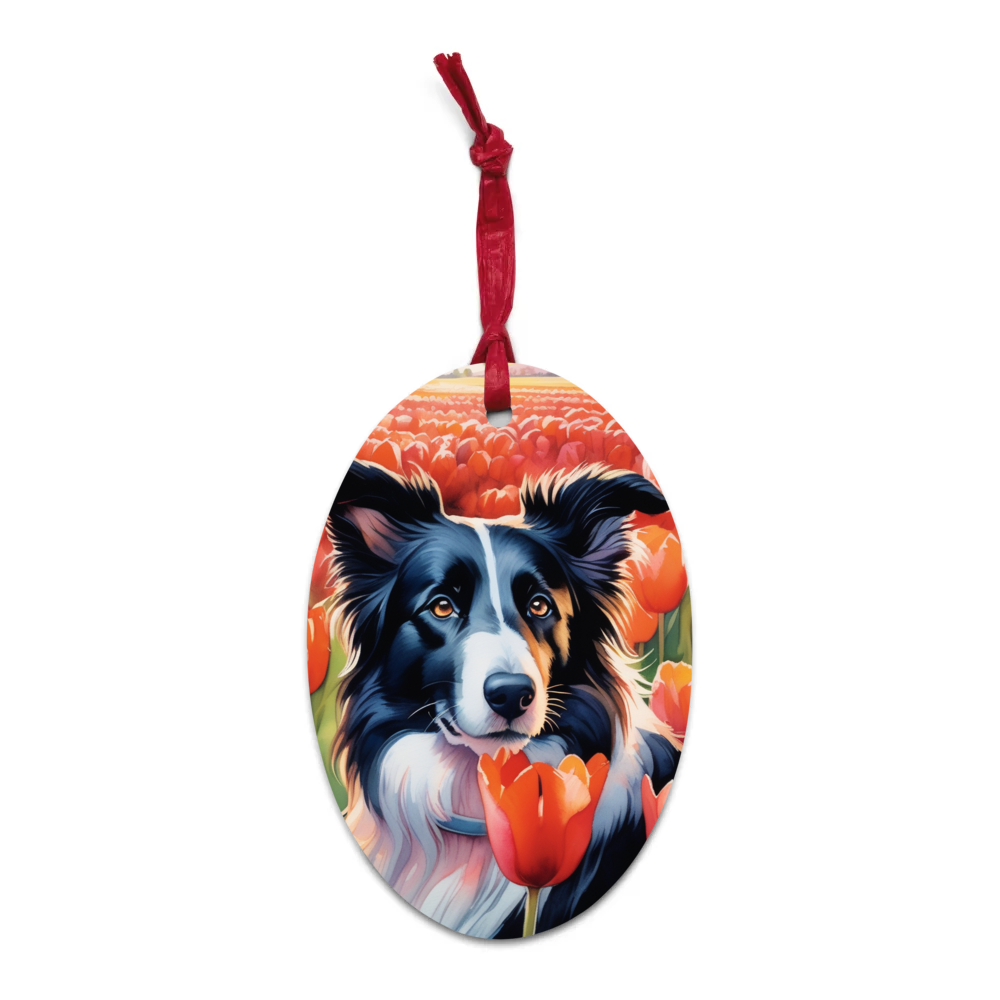 PugMug Custom Border Collie Wooden Ornament