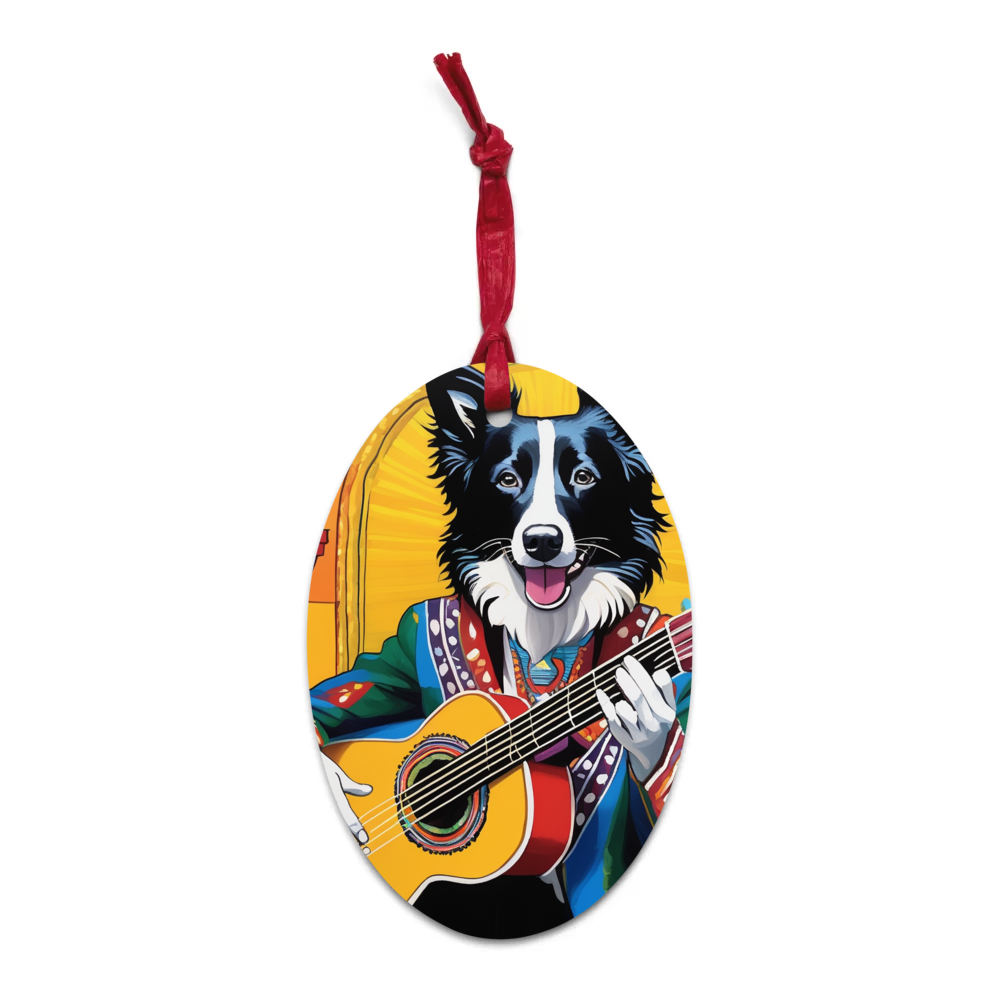 PugMug Custom Border Collie Wooden Ornament