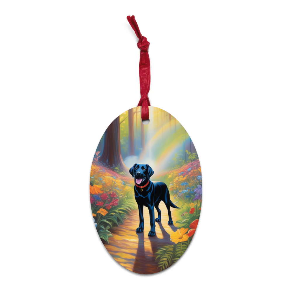 PugMug Custom Black Labrador Retriever Wooden Ornament