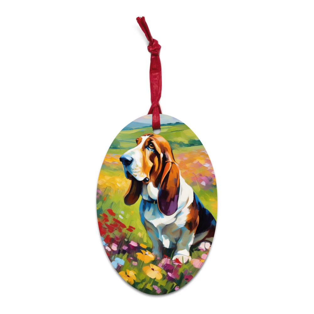 PugMug Custom Basset Hound Wooden Ornament