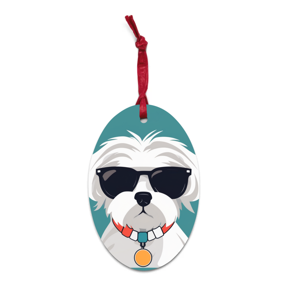 PugMug Custom Maltese Dog Wooden Ornament