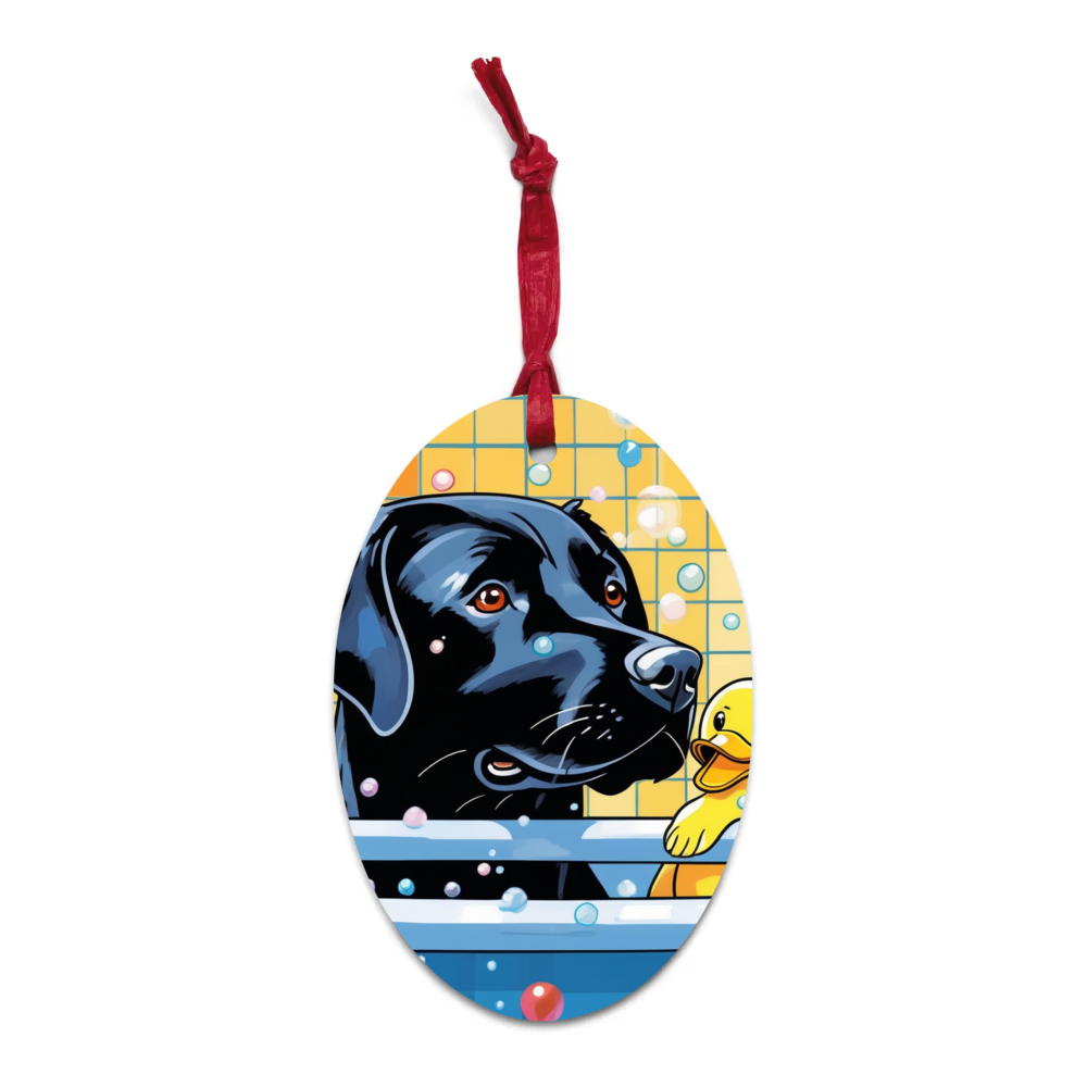 PugMug Custom Black Labrador Retriever Wooden Ornament