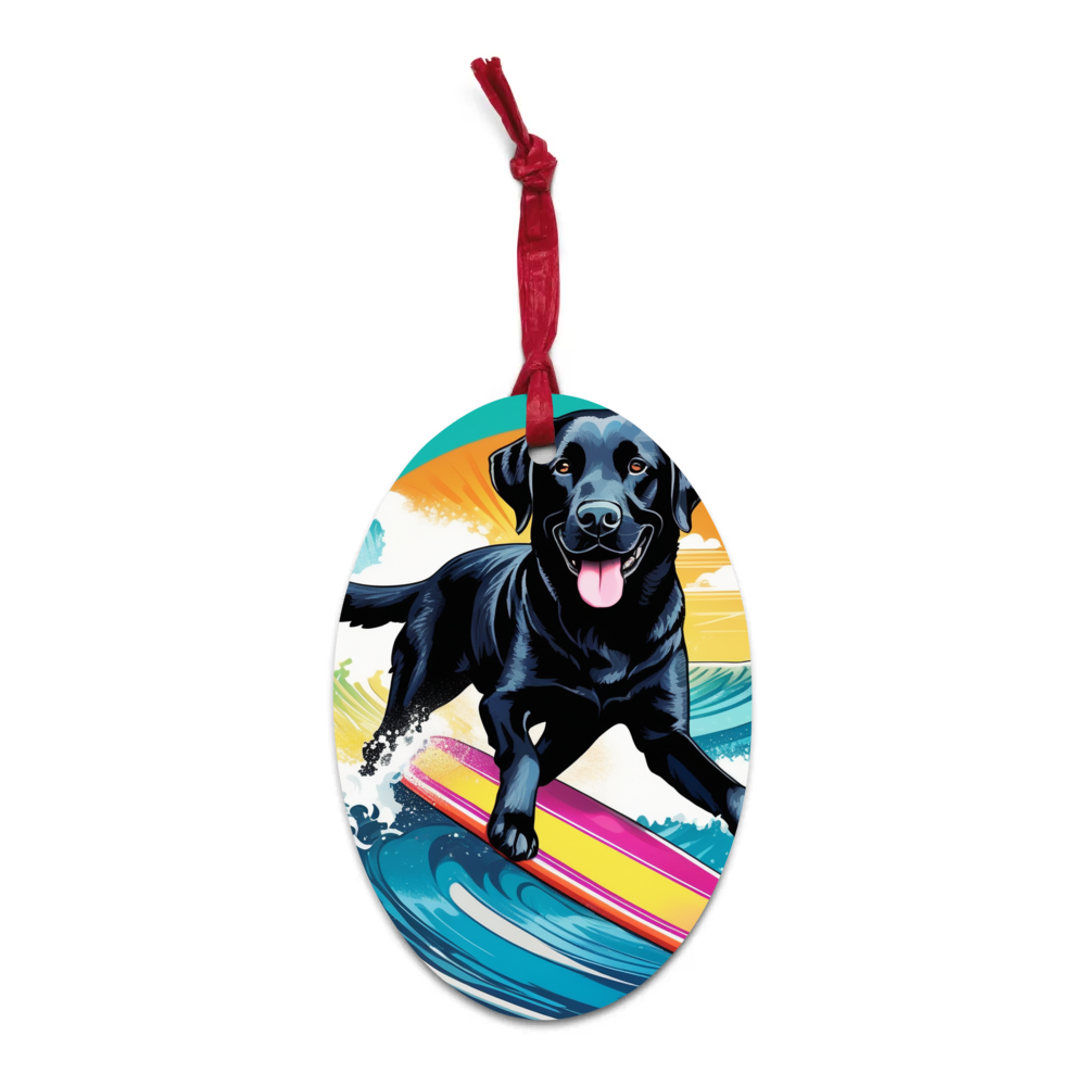 PugMug Custom Black Labrador Retriever Wooden Ornament