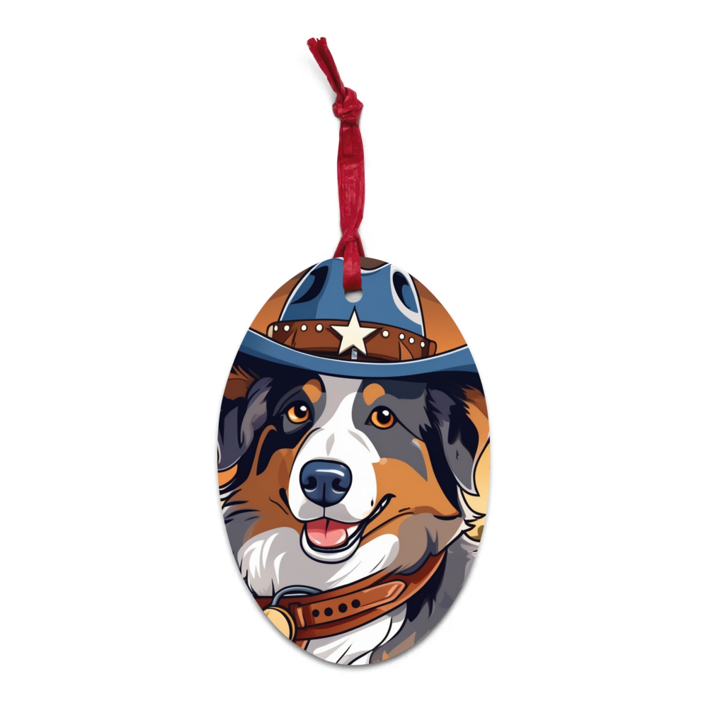 PugMug Custom Australian Shepherd Dog Wooden Ornament
