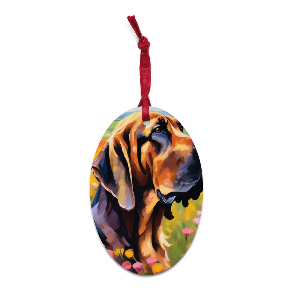 PugMug Custom Bloodhound Wooden Ornament