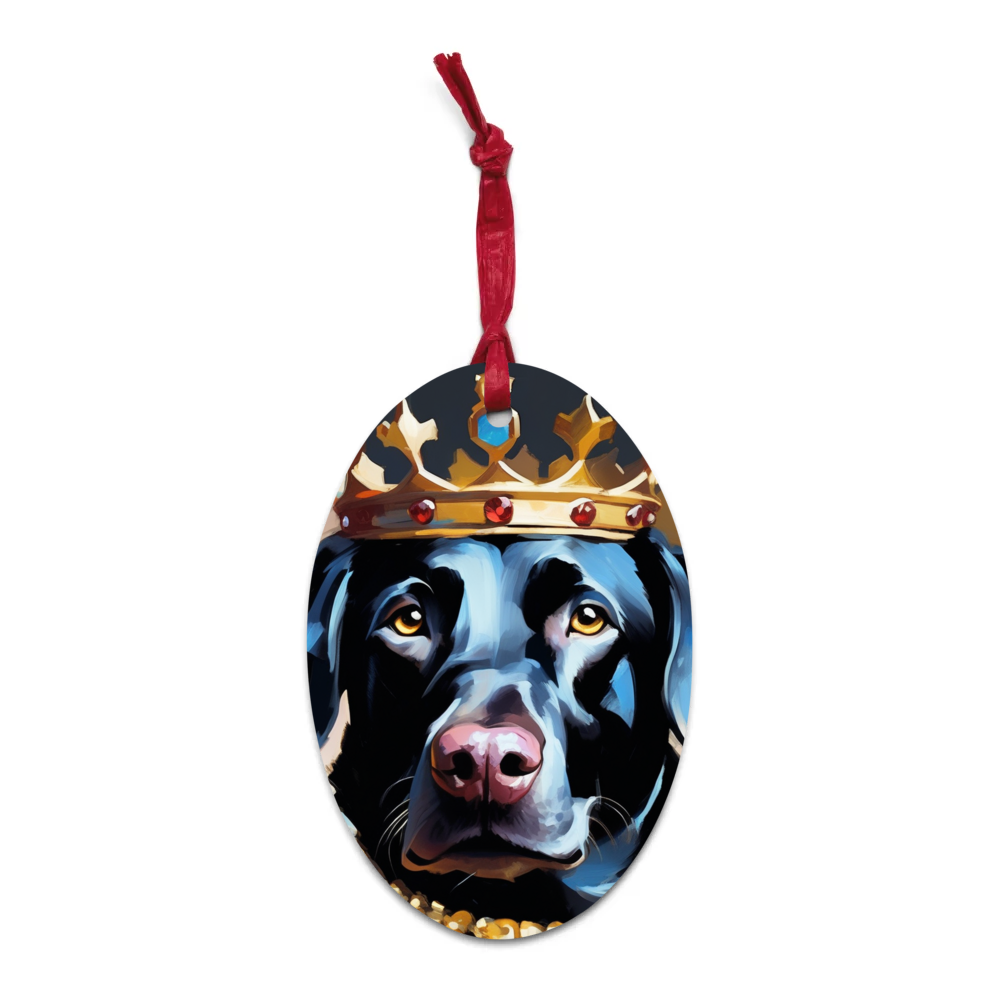 PugMug Custom Black Labrador Retriever Wooden Ornament