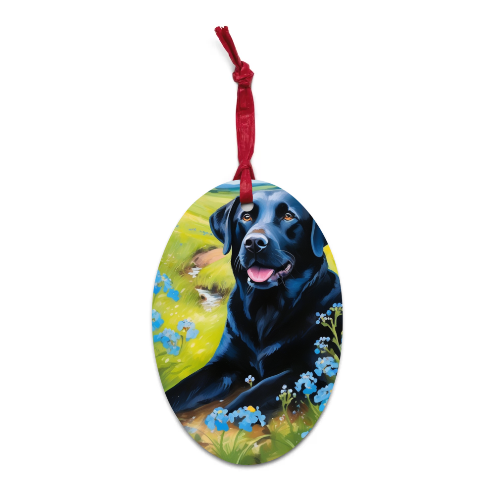PugMug Custom Black Labrador Retriever Wooden Ornament