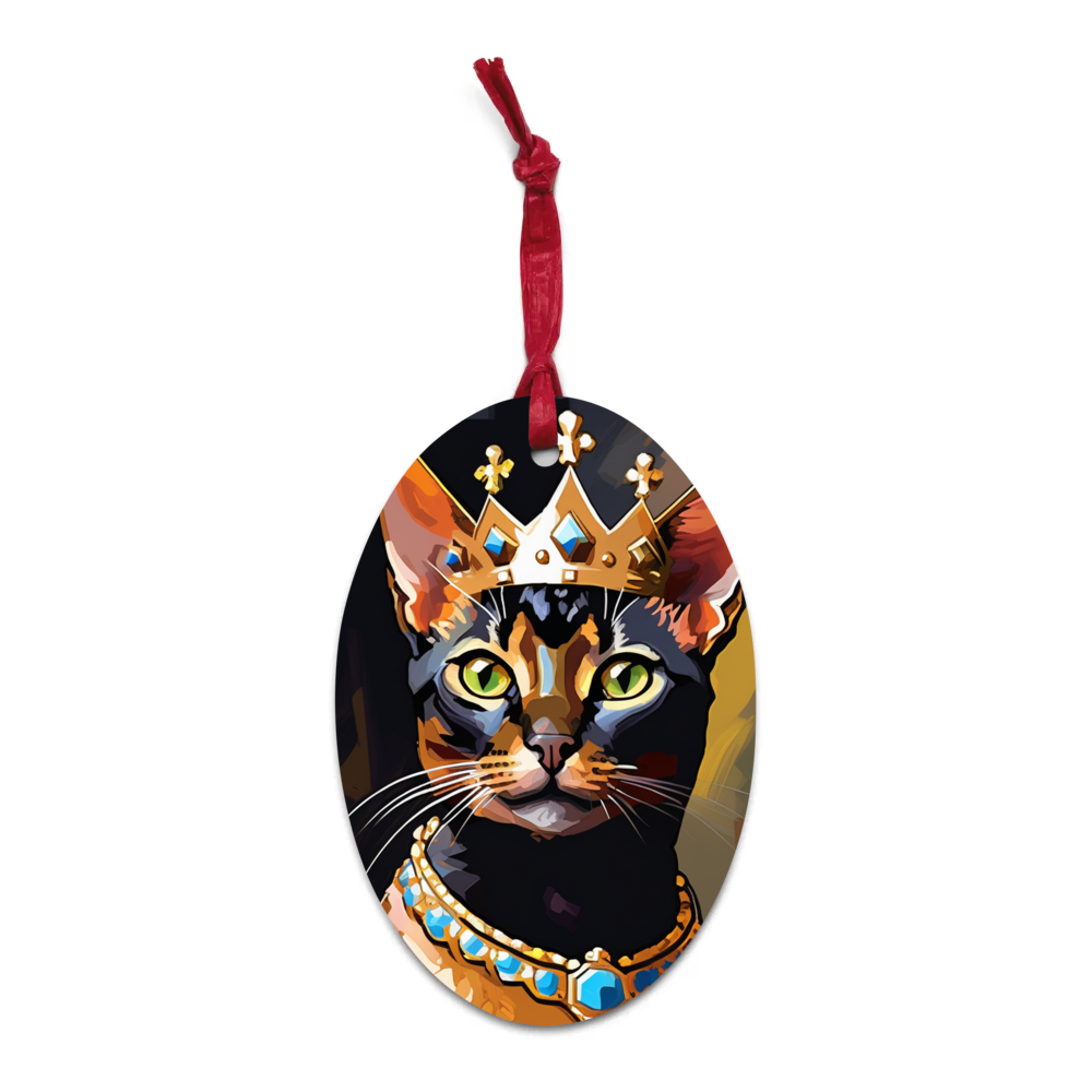 PugMug Custom Black Abyssinian Cat Wooden Ornament
