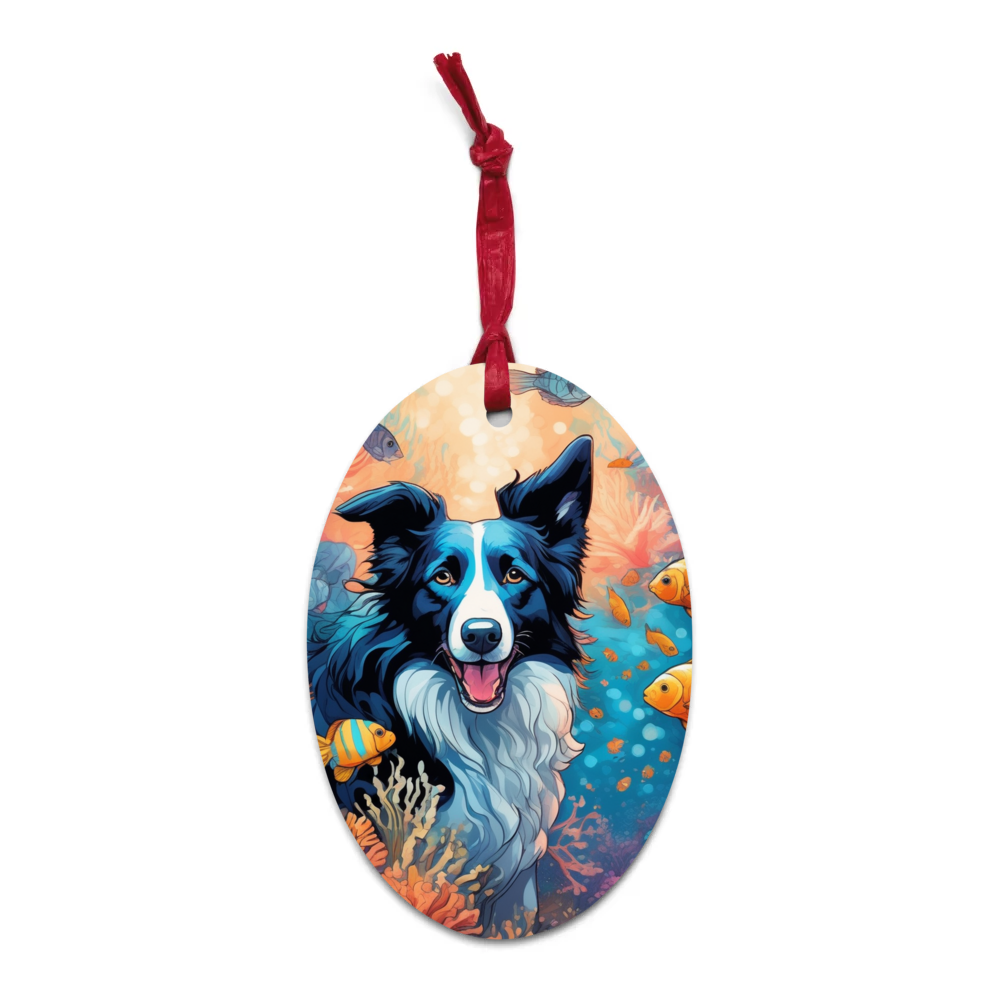 PugMug Custom Border Collie Wooden Ornament