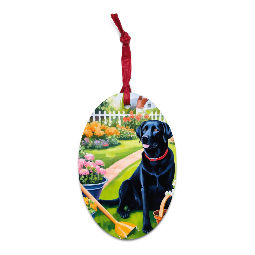 PugMug Custom Black Labrador Retriever Wooden Ornament