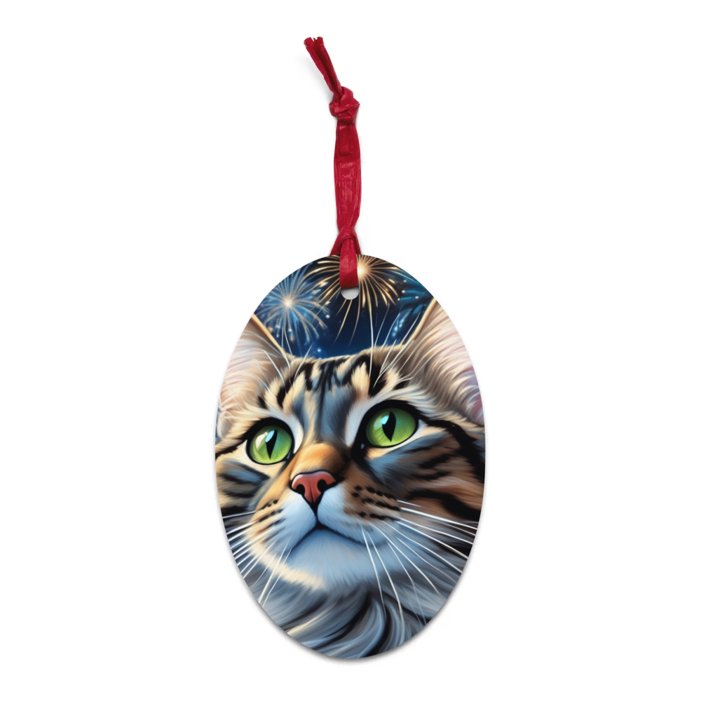 PugMug Custom Tabby Companion Cat Wooden Ornament