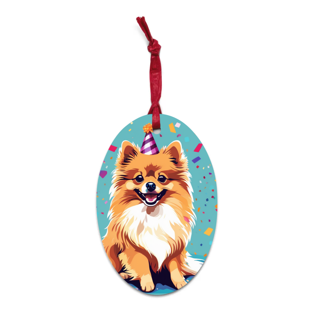 PugMug Custom Tan Pomeranian Wooden Ornament