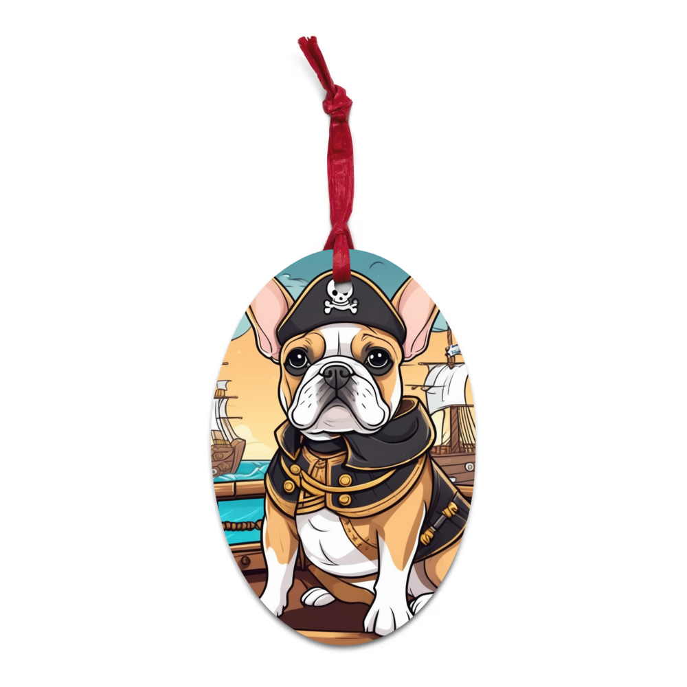 PugMug Custom Tan French Bulldog Wooden Ornament