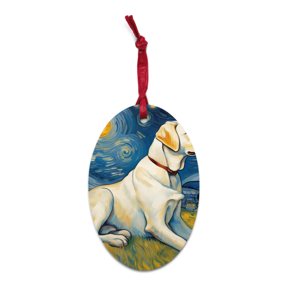 PugMug Custom White Labrador Retriever Wooden Ornament