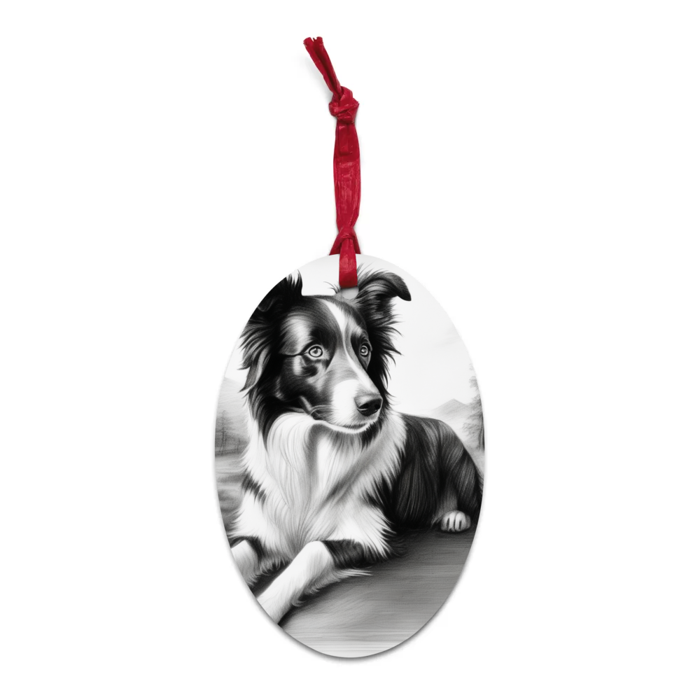 PugMug Custom Border Collie Wooden Ornament