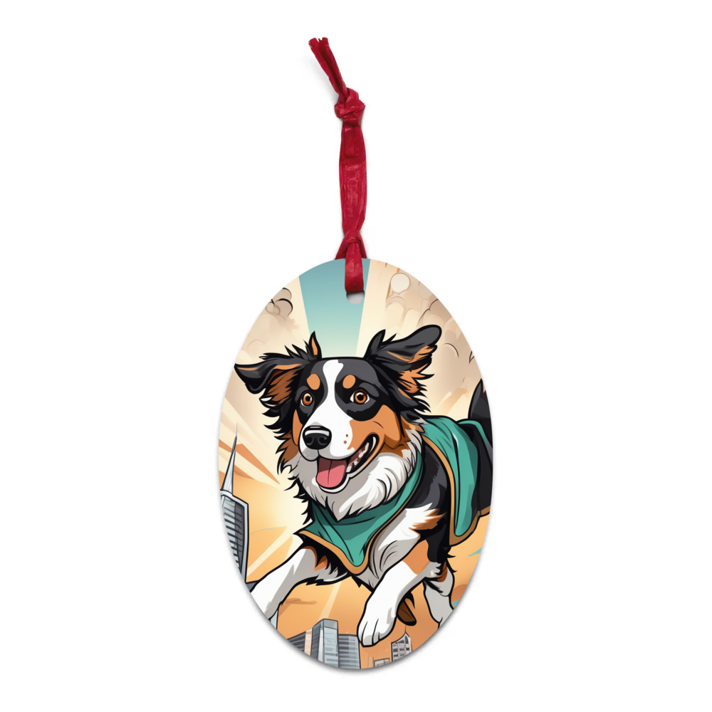 PugMug Custom Australian Shepherd Dog Wooden Ornament