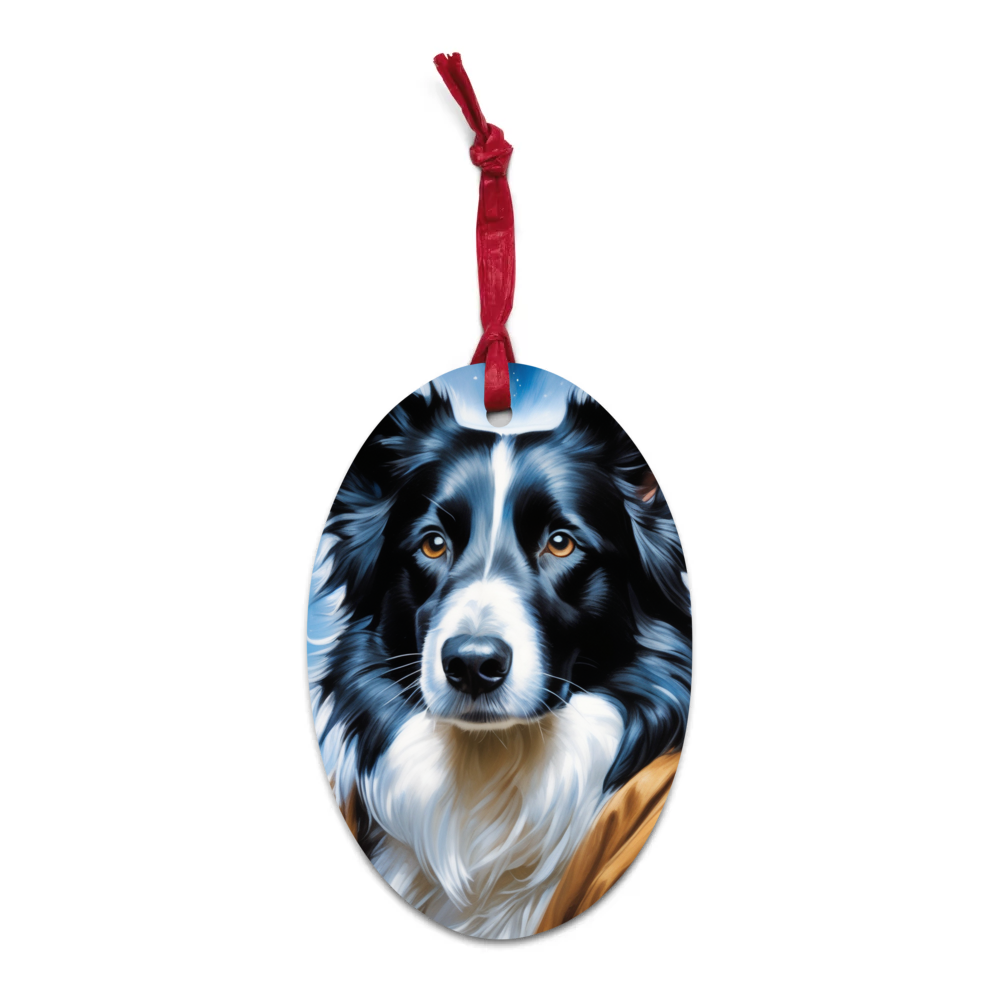 PugMug Custom Border Collie Wooden Ornament