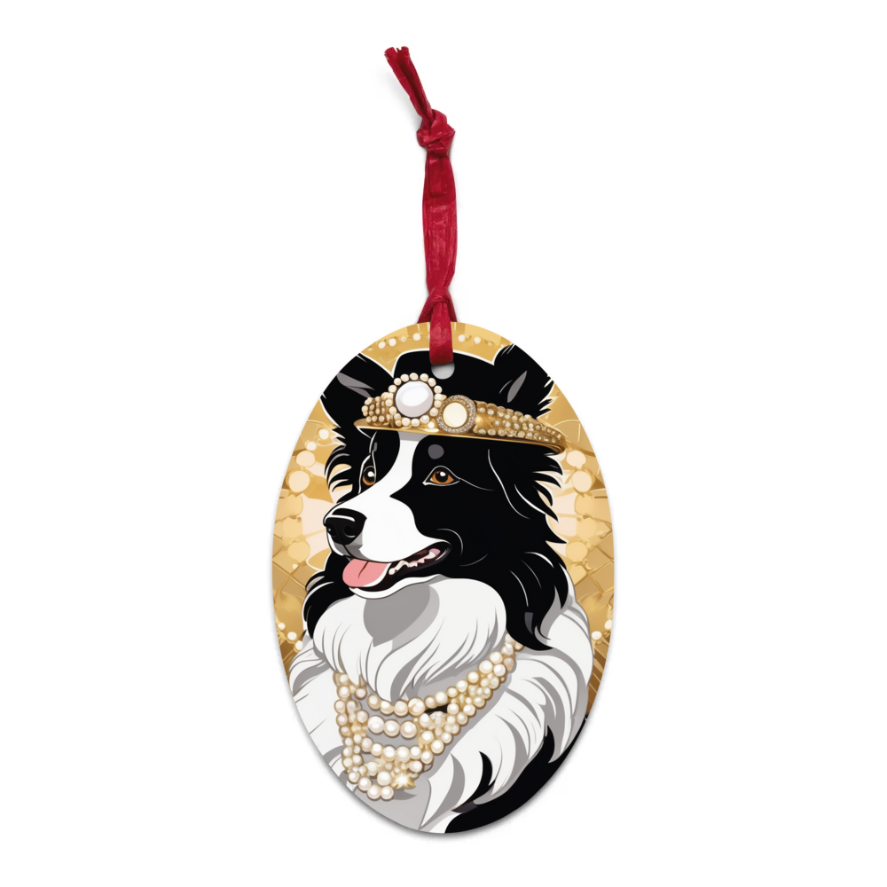 PugMug Custom Border Collie Wooden Ornament