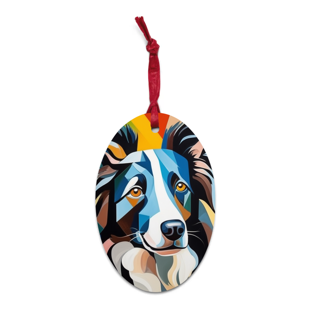 PugMug Custom Border Collie Wooden Ornament
