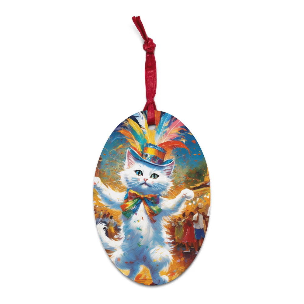 PugMug Custom White Companion Cat Wooden Ornament