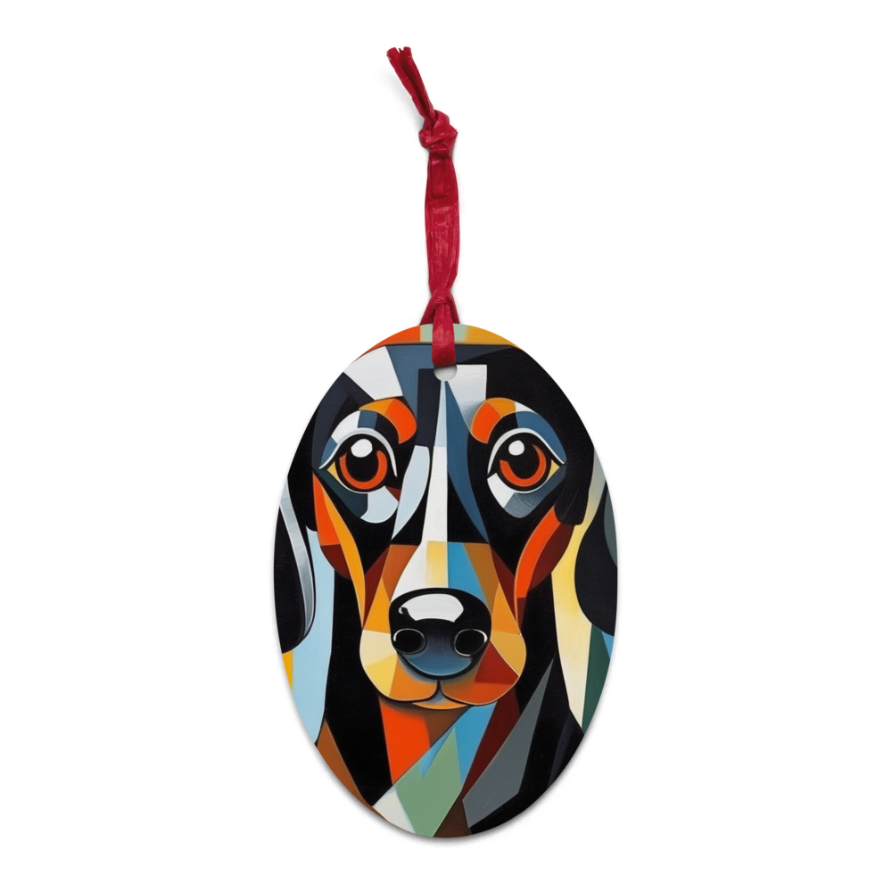 PugMug Custom Black Dachshund Wooden Ornament