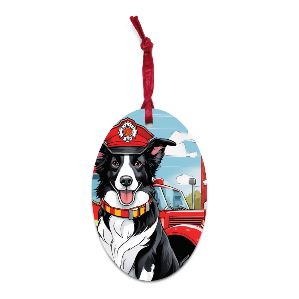 PugMug Custom Border Collie Wooden Ornament