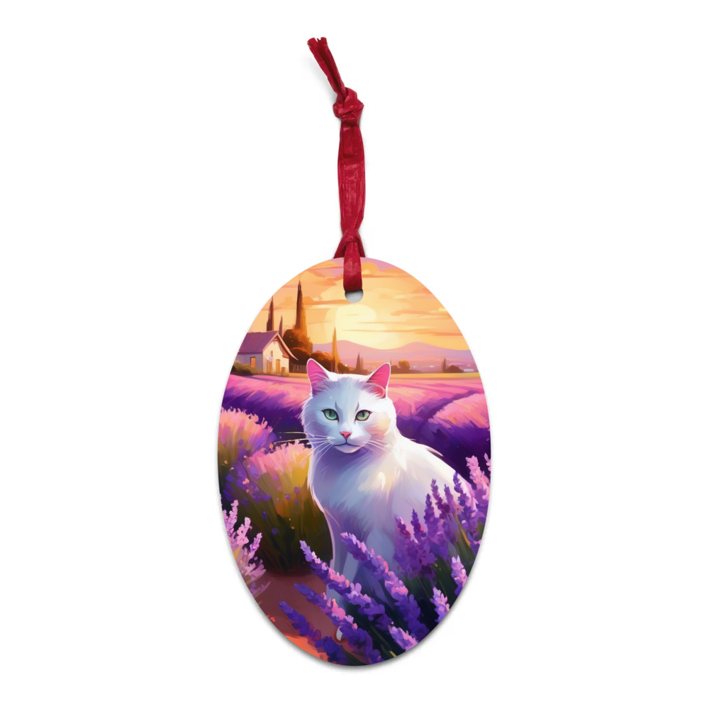 PugMug Custom White Companion Cat Wooden Ornament
