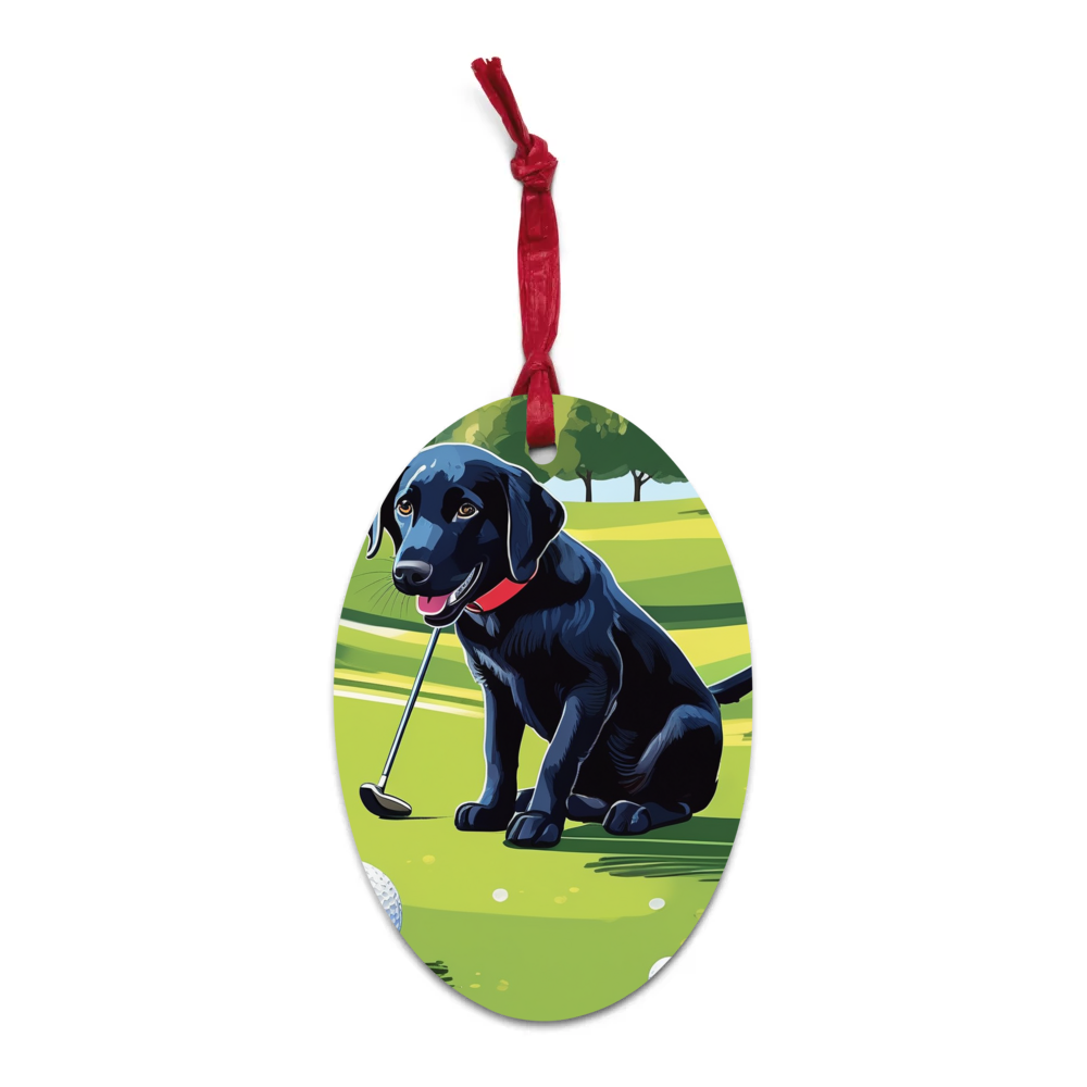 PugMug Custom Black Labrador Retriever Wooden Ornament