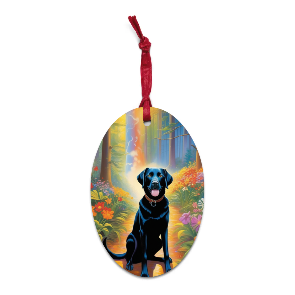 PugMug Custom Black Labrador Retriever Wooden Ornament