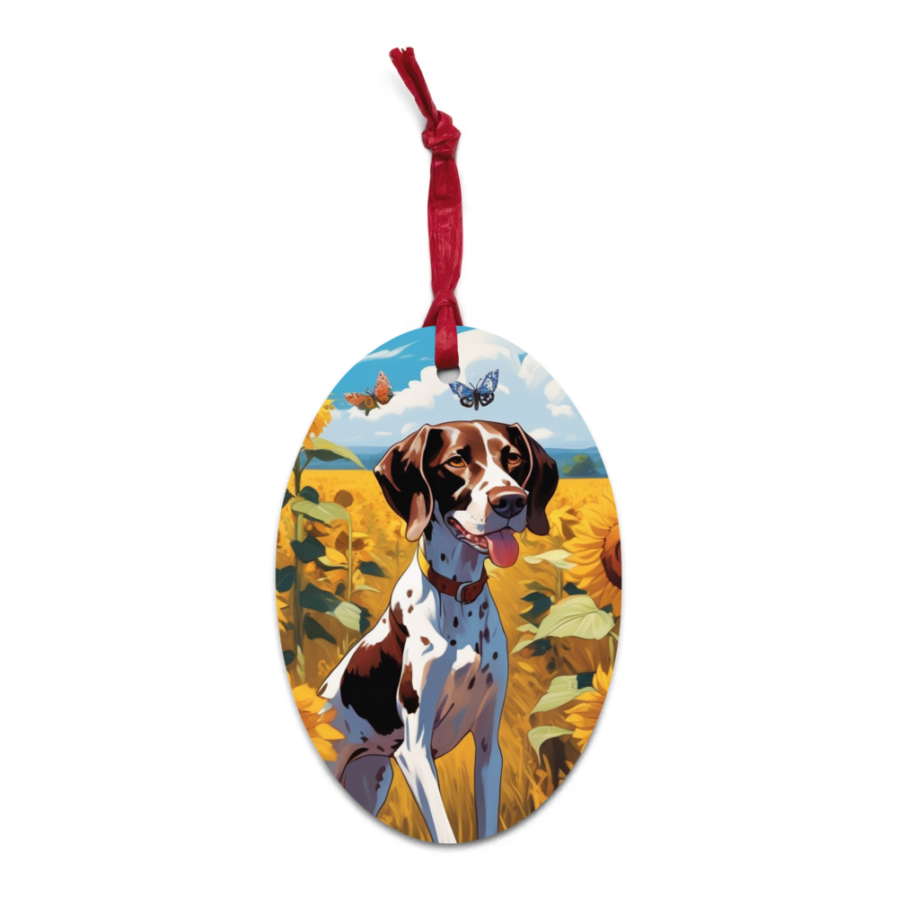 PugMug Custom Pointer Dog Wooden Ornament