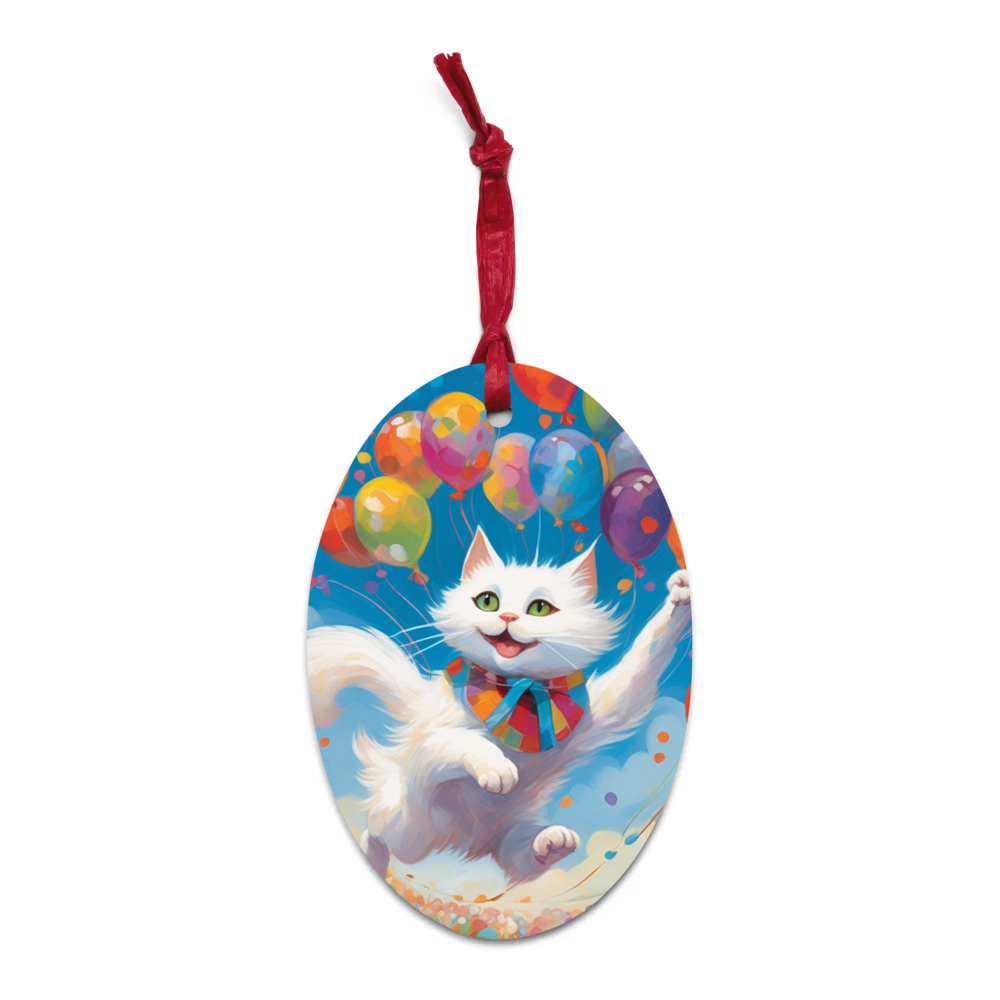 PugMug Custom White Companion Cat Wooden Ornament