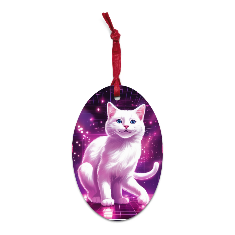 PugMug Custom White Companion Cat Wooden Ornament